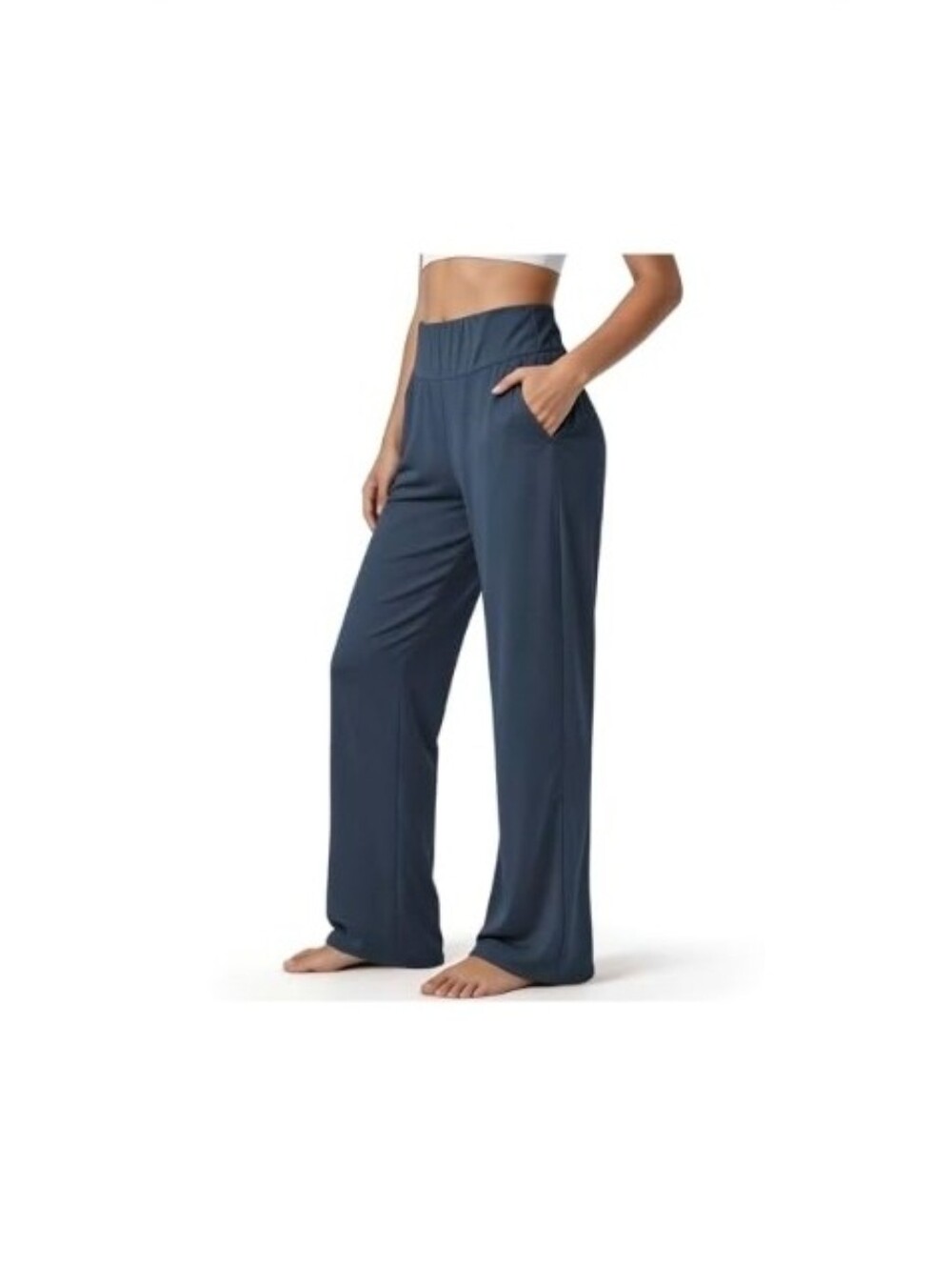 Blue Grey High Waisted Wide-leg Lounge pants elastic waistband Sweatpants Size S